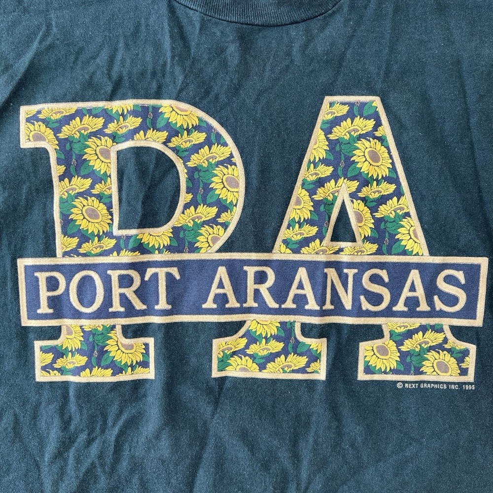 Vintage 1994 Port Aransas T-Shirt Size XL Single Stitch Graphic Tee Floral - Picture 3 of 8